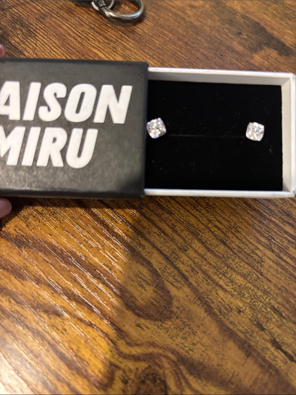 MAISON MIRU Gold Tone Cubic Zirconia Stud Earrings Flat Back - Picture 4 of 4